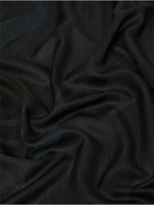 Stola in misto seta e cotone con logo all-over, colore nero MAX MARA | 4546025106001